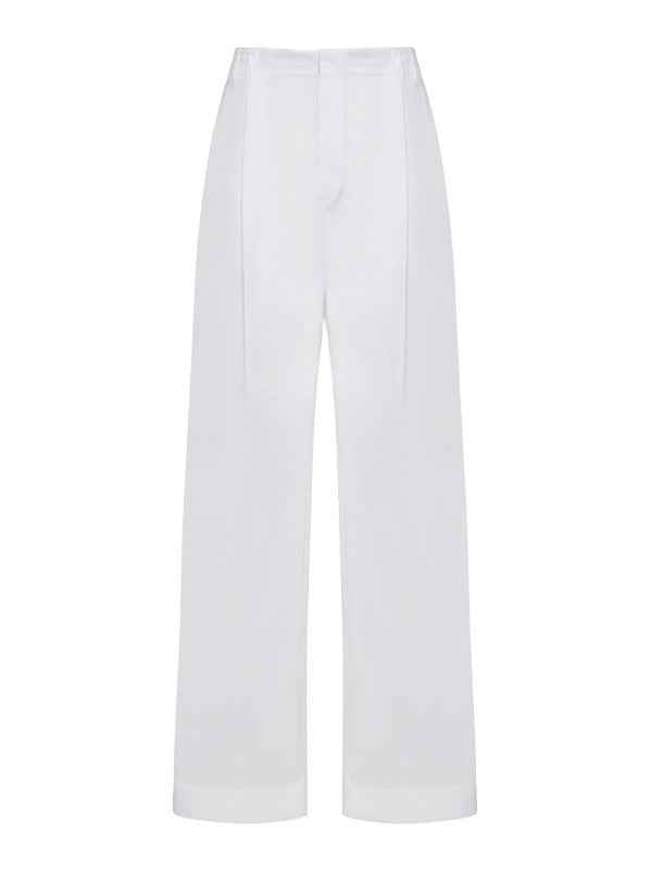 BRUNELLO CUCINELLI WOMEN'S NATURALE WIDE LEG COTTON TROUSERS