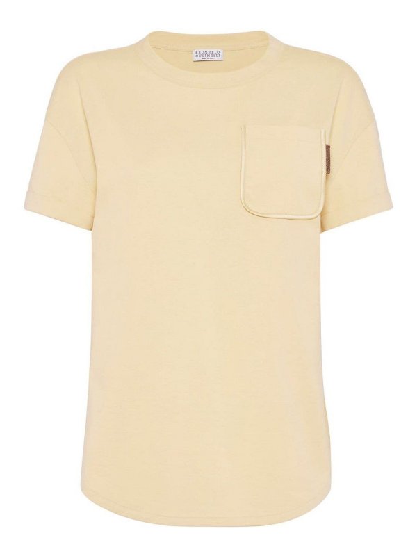 BRUNELLO CUCINELLI WOMEN'S LIGHT YELLOW COTTON SHIRT