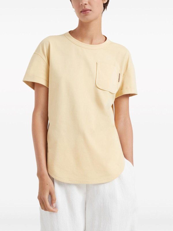 BRUNELLO CUCINELLI WOMEN'S LIGHT YELLOW COTTON SHIRT