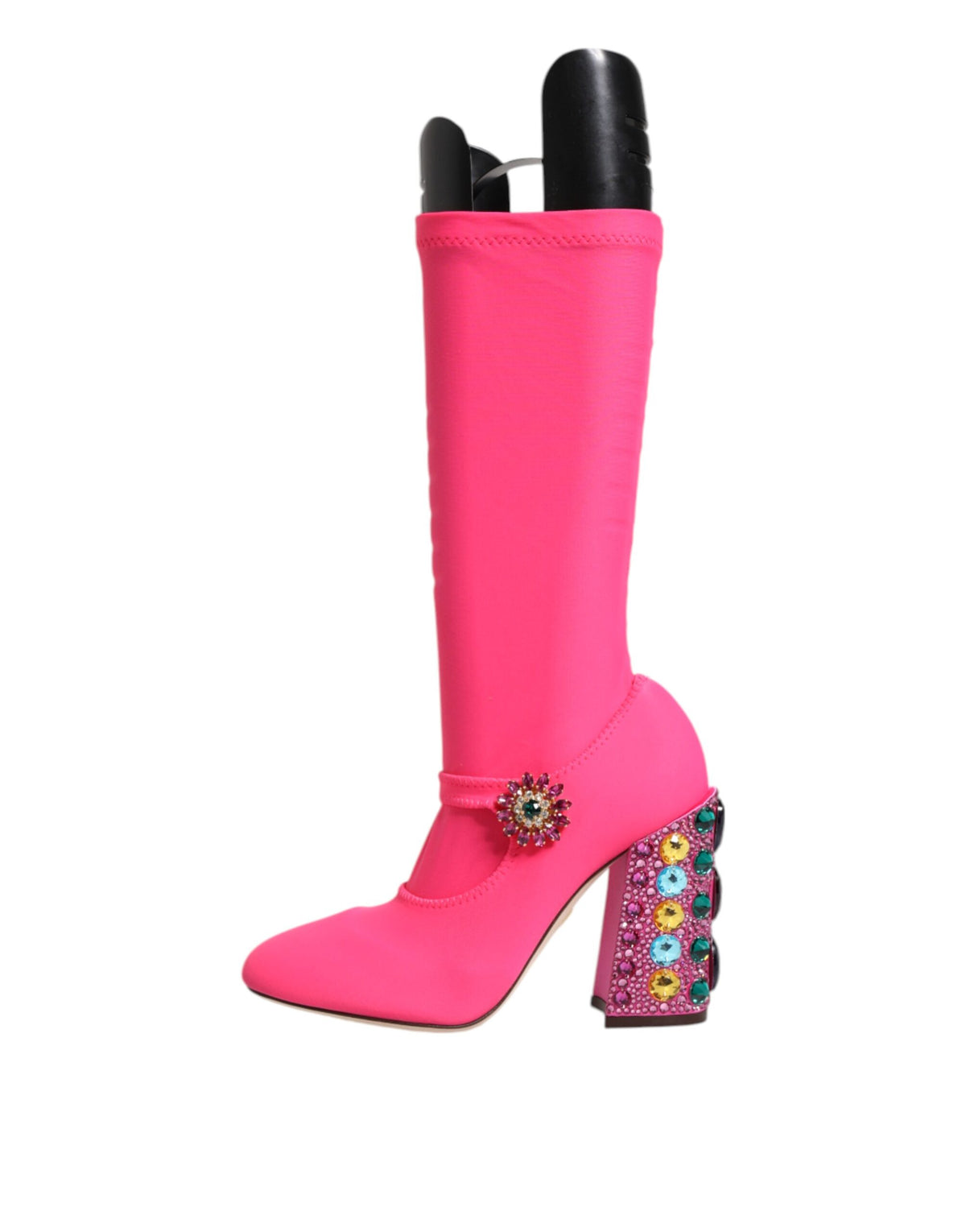 Dolce & Gabbana Pink Nylon Crystal Vally High Boots Shoes