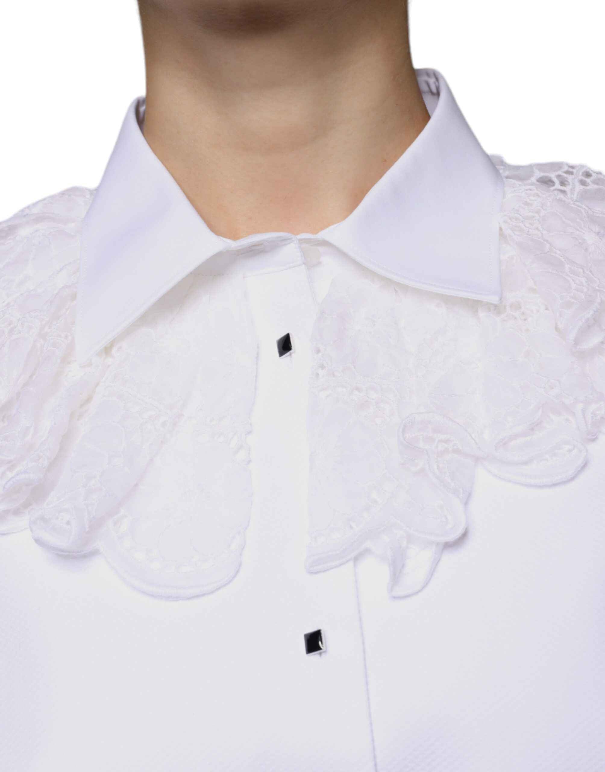 Dolce & Gabbana White Cotton Poplin Shirt Dress Blouse Top