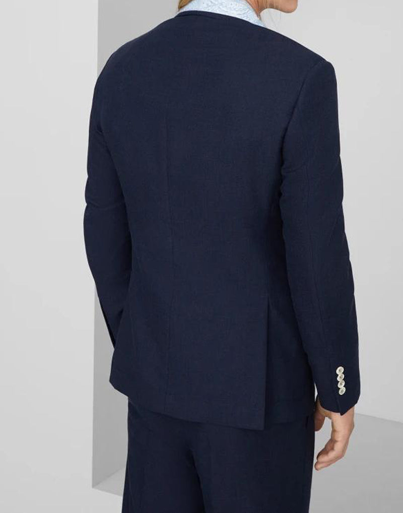 BRUNELLO CUCINELLI MEN'S NAVY WOOL TAILORED BLAZER