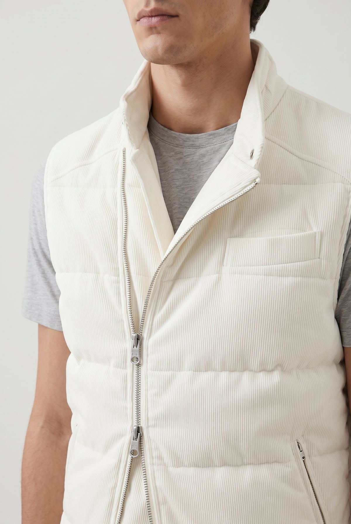 BRUNELLO CUCINELLI MEN'S OFF WHITE QUILTED JACKET