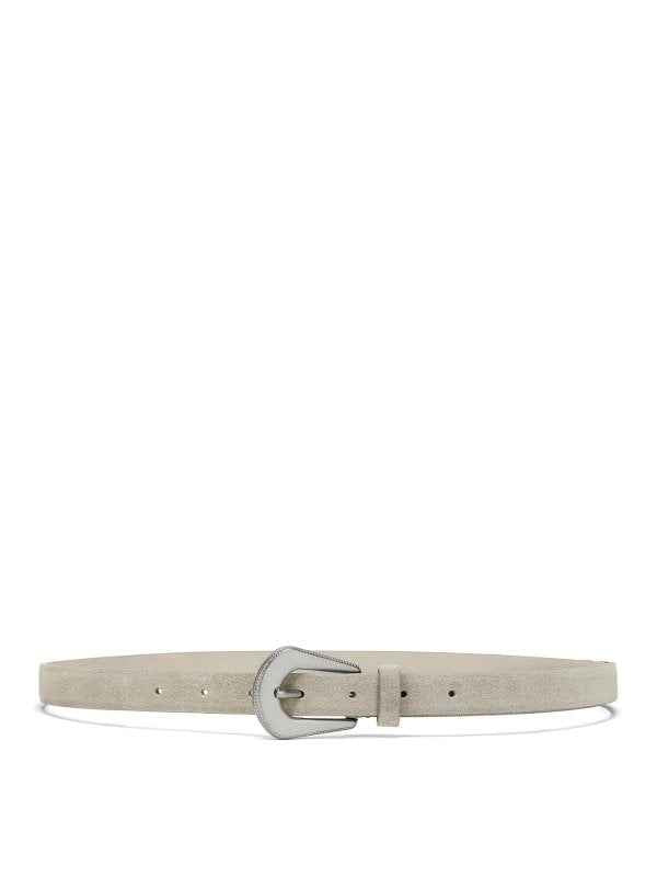 BRUNELLO CUCINELLI WOMEN'S LIGHT GREY SUEDE BELT