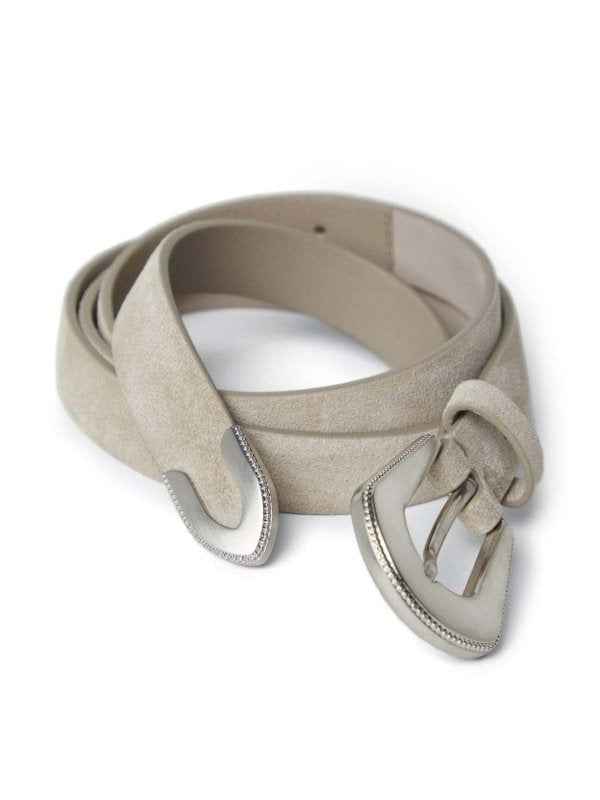 BRUNELLO CUCINELLI WOMEN'S LIGHT GREY SUEDE BELT