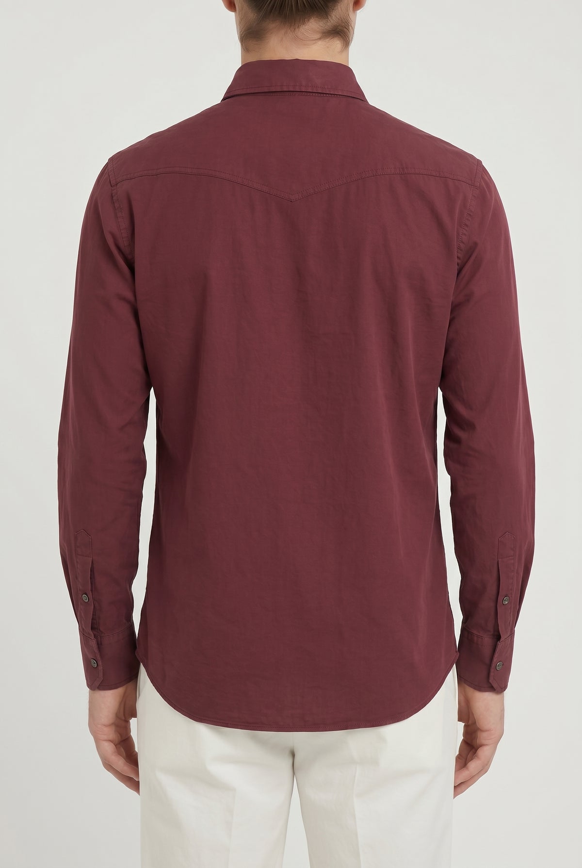 BRUNELLO CUCINELLI MEN'S DARK RED CASUAL SHIRT
