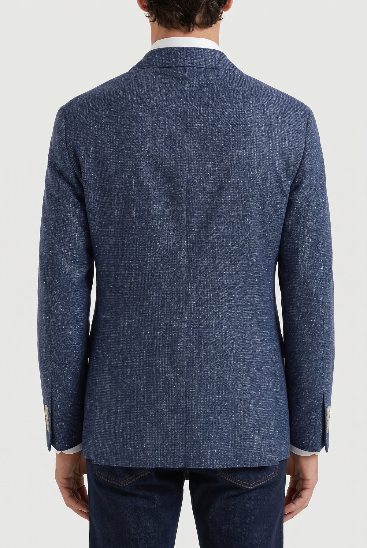 BRUNELLO CUCINELLI MEN'S BLUE WOOL SILK TAILORED BLAZER