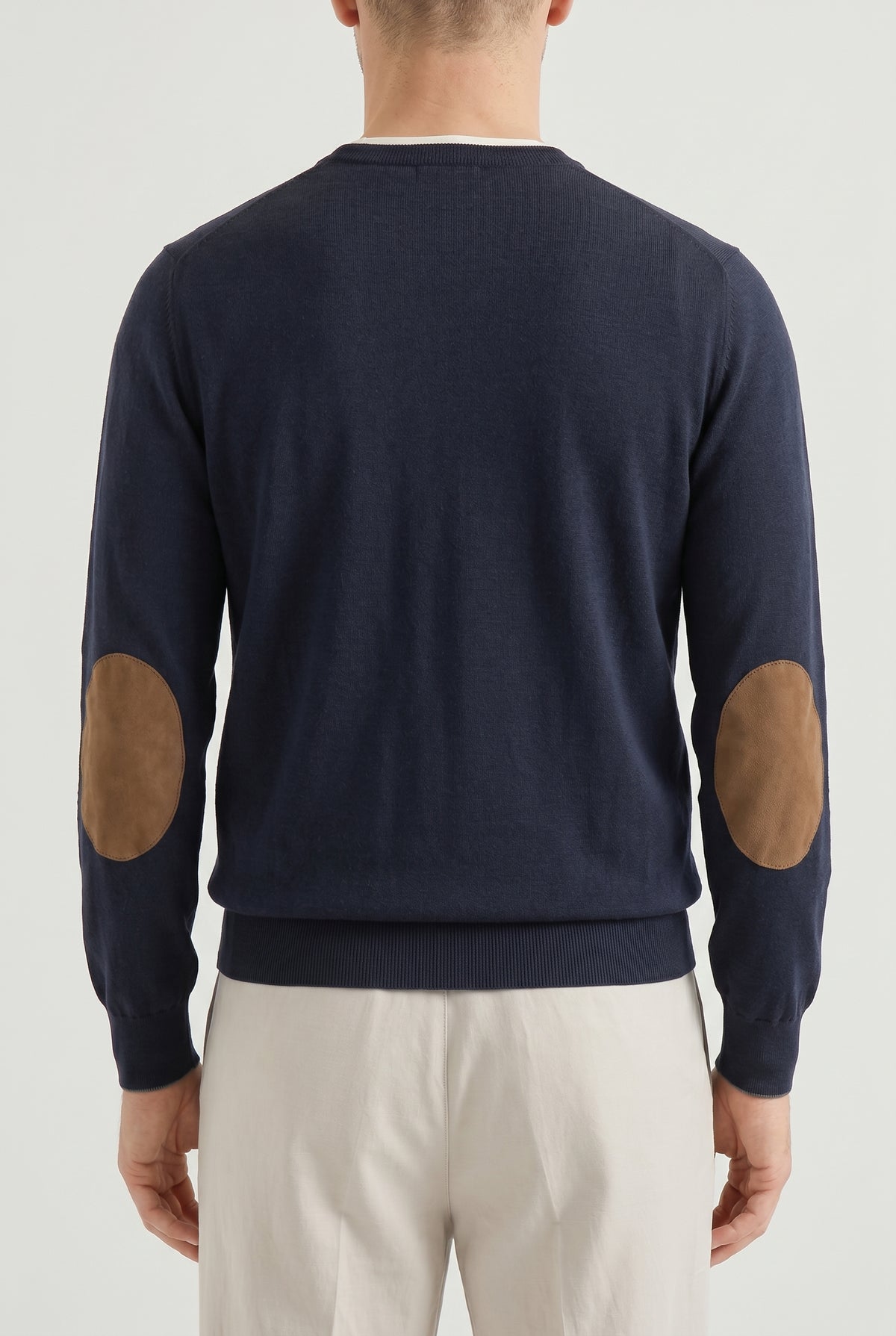 BRUNELLO CUCINELLI MEN'S NAVY WOOL CREWNECK SWEATER