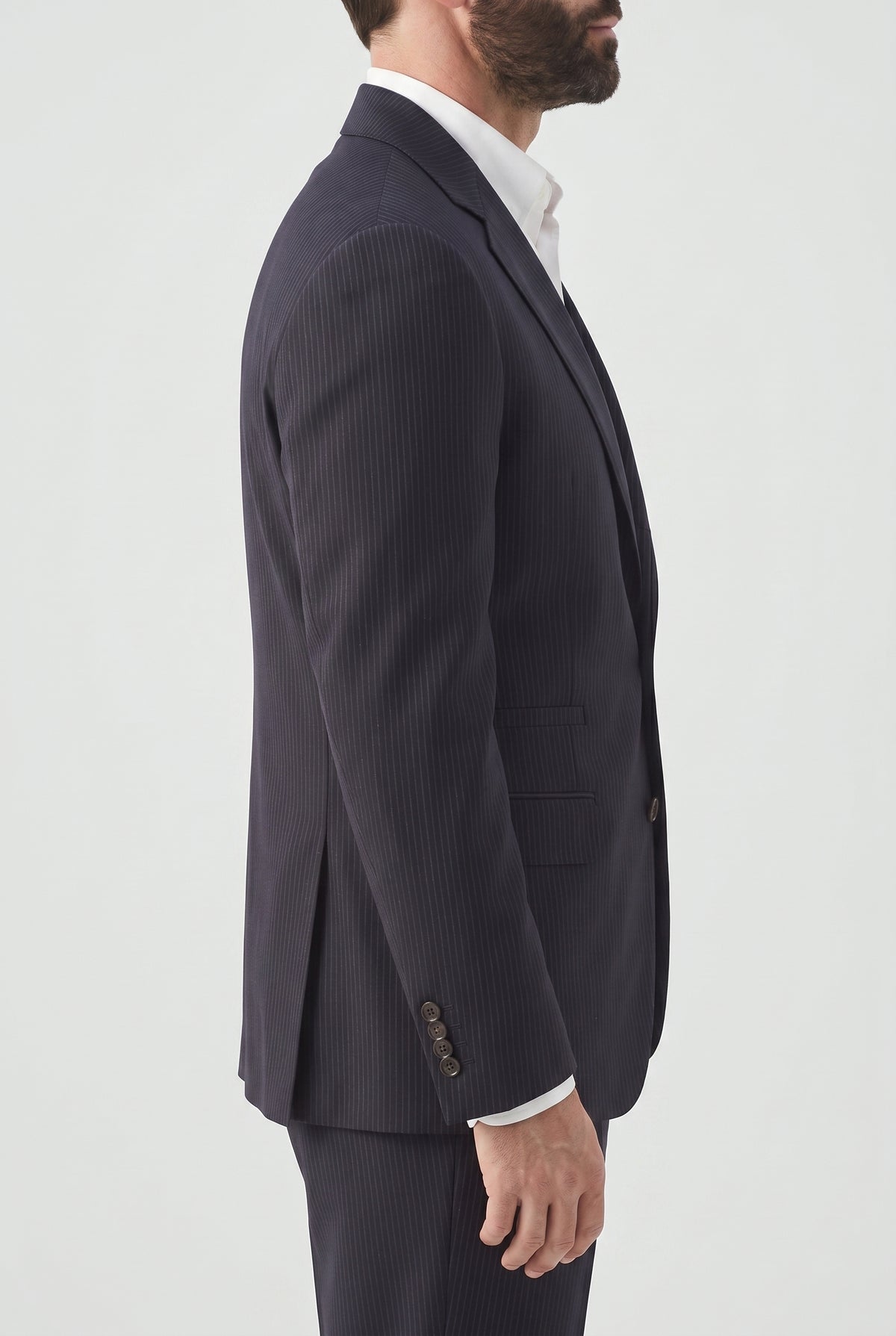BRUNELLO CUCINELLI MEN'S NAVY WOOL TAILORED BLAZER