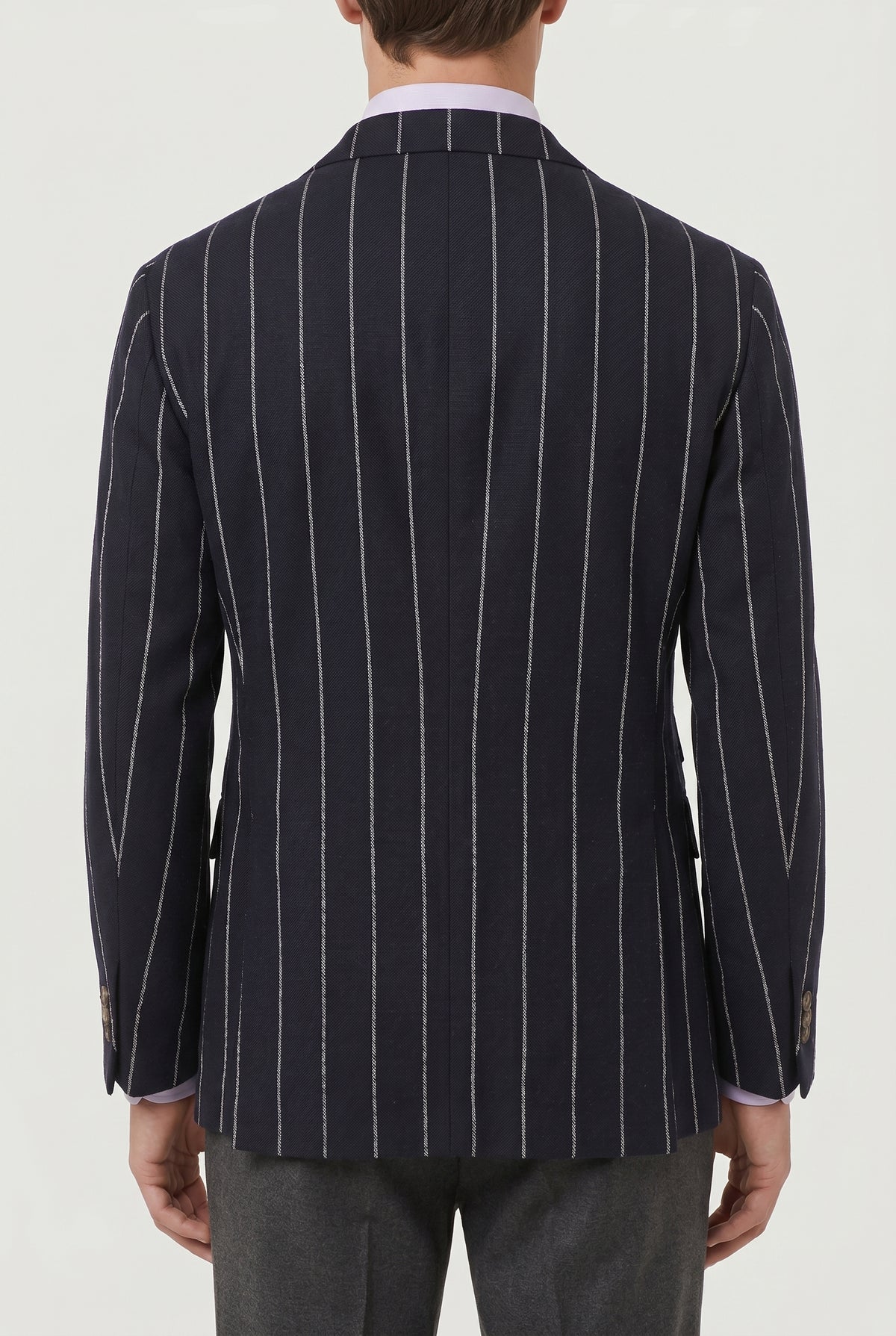 BRUNELLO CUCINELLI MEN'S NAVY STRIPED TAILORED BLAZER