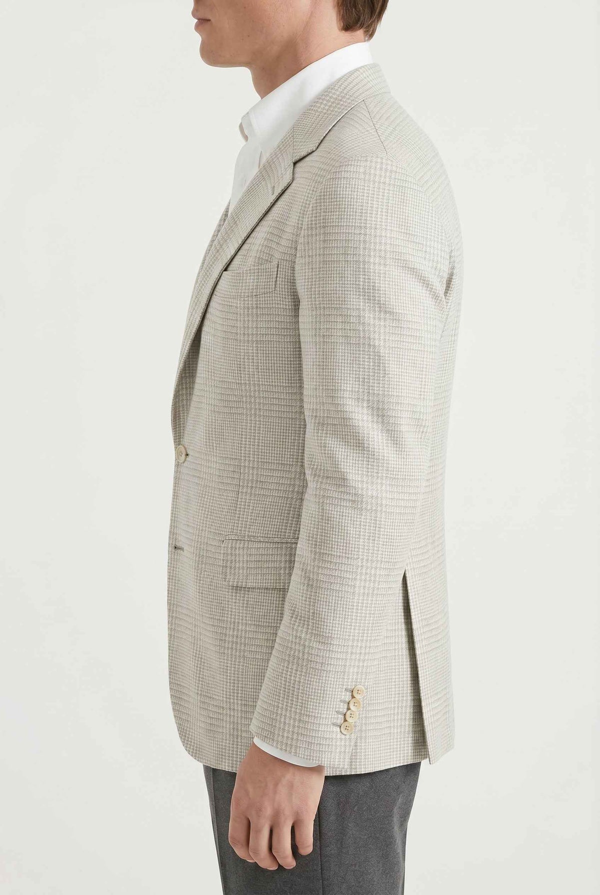 BRUNELLO CUCINELLI MEN'S LIGHT GREY WOOL SILK BLAZER