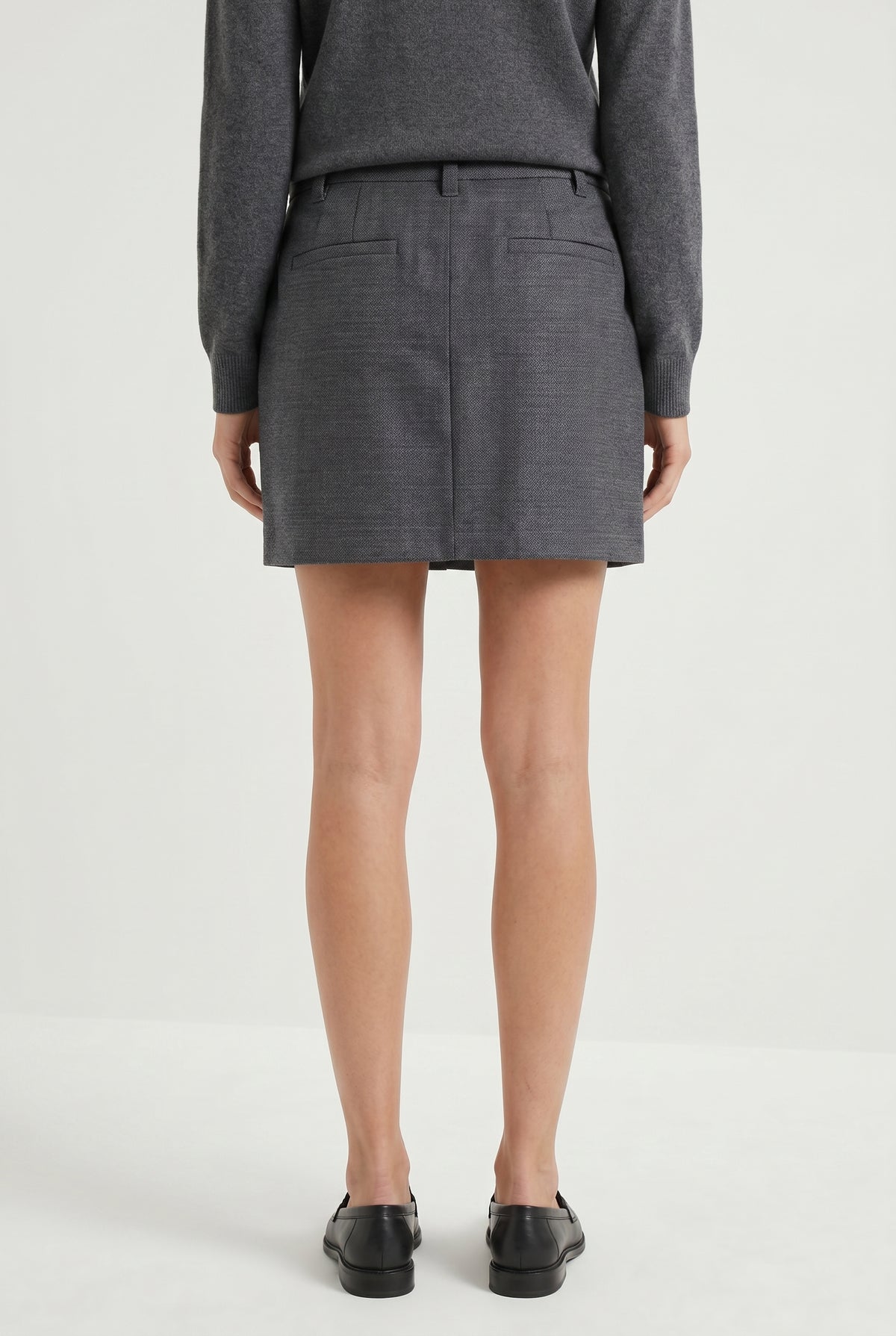BRUNELLO CUCINELLI WOMEN'S DARK GREY WOOL PLEATED SKIRT