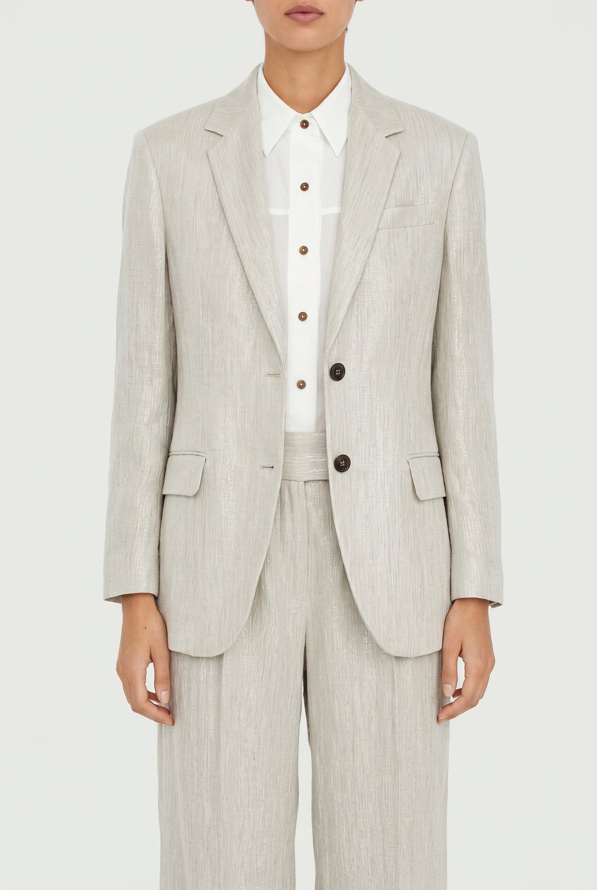 BRUNELLO CUCINELLI WOMEN'S LIGHT BEIGE LINEN SUIT