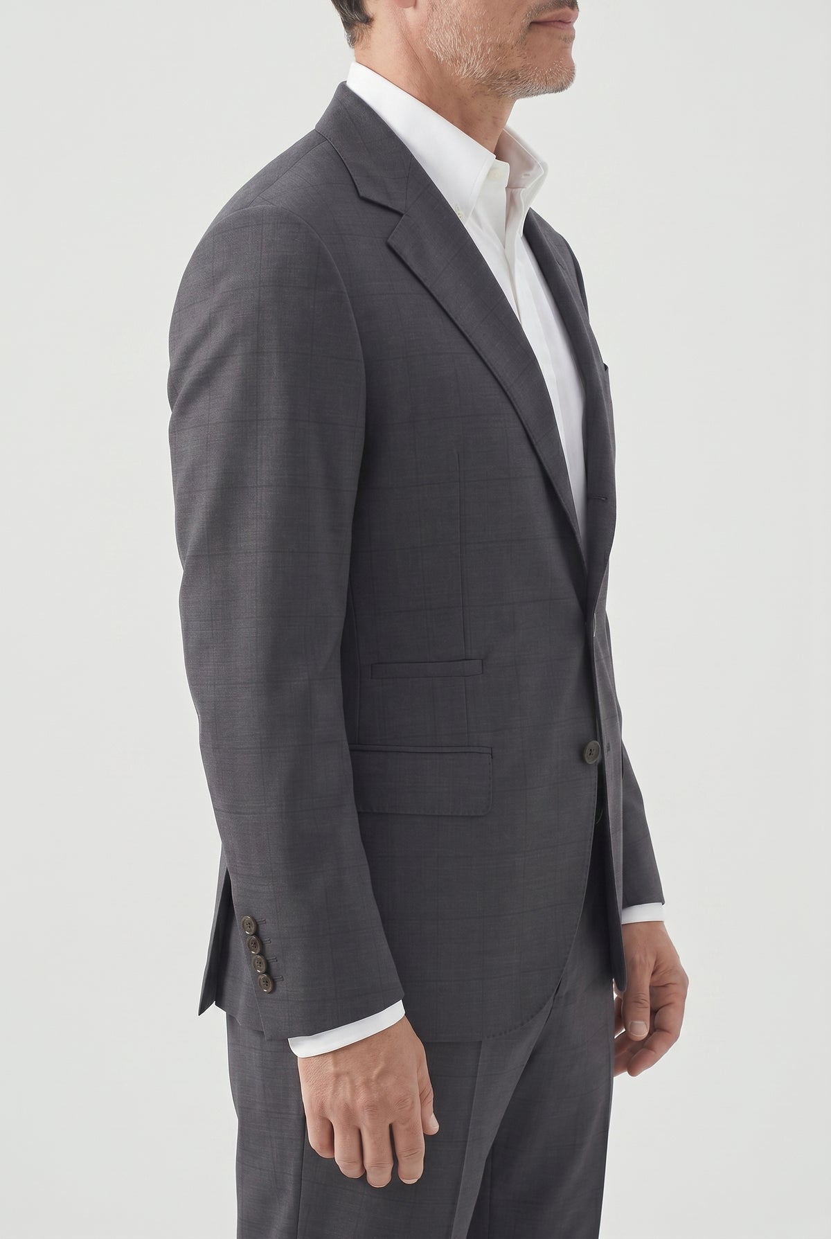 BRUNELLO CUCINELLI MEN'S DARK GREY WOOL BLAZER