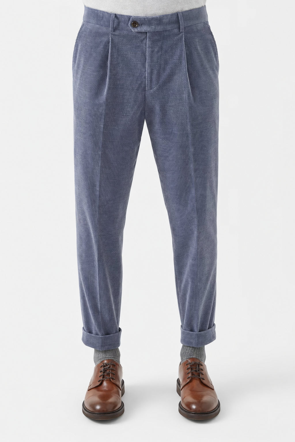 BRUNELLO CUCINELLI MEN'S DENIM WOOL BLEND TROUSERS