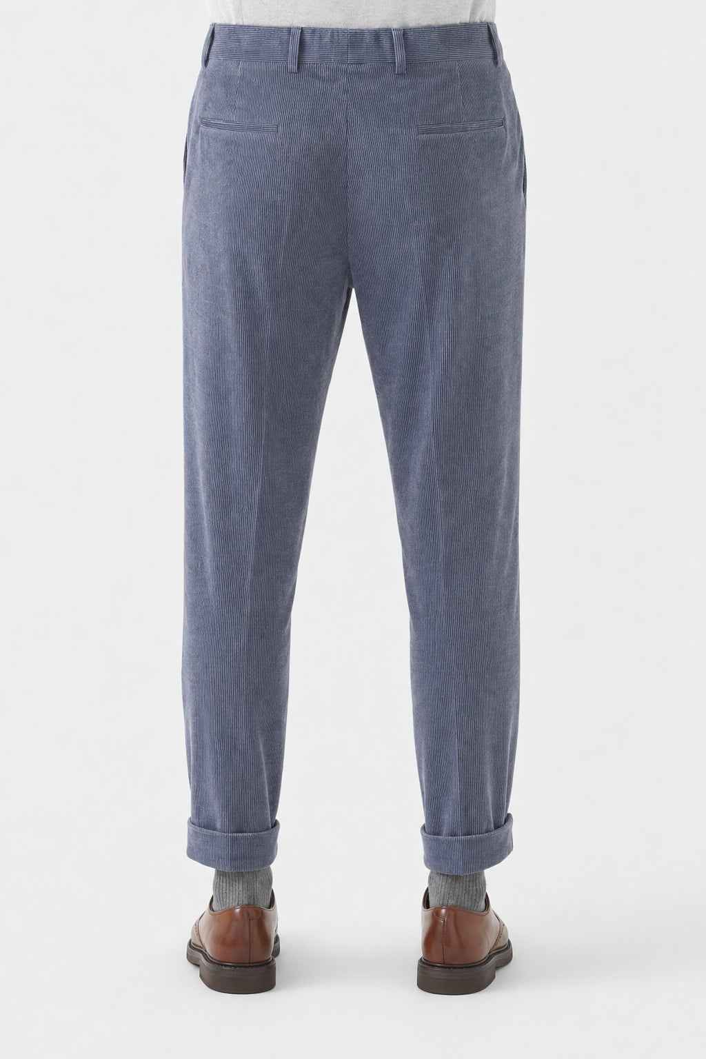 BRUNELLO CUCINELLI MEN'S DENIM WOOL BLEND TROUSERS