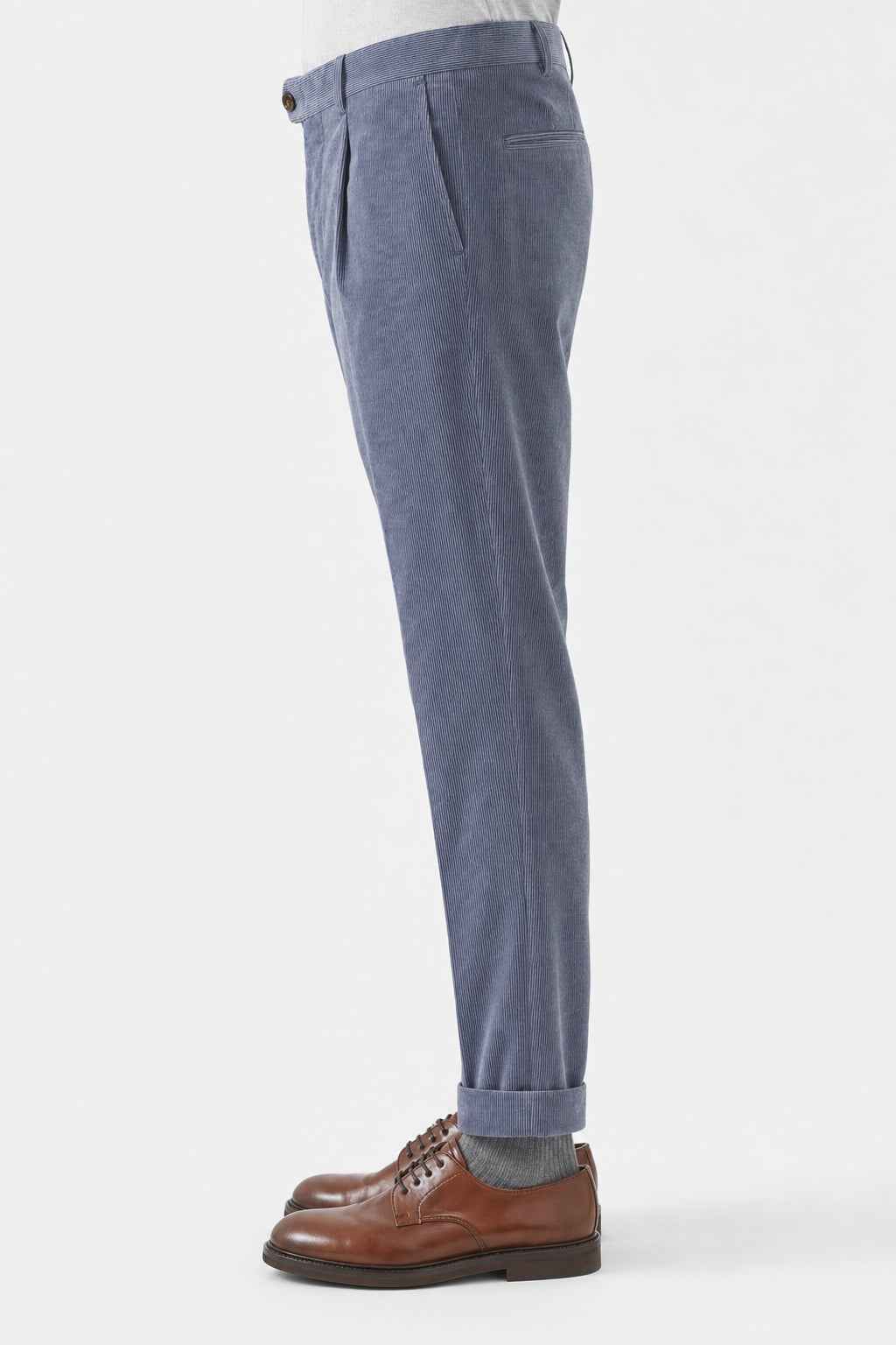 BRUNELLO CUCINELLI MEN'S DENIM WOOL BLEND TROUSERS