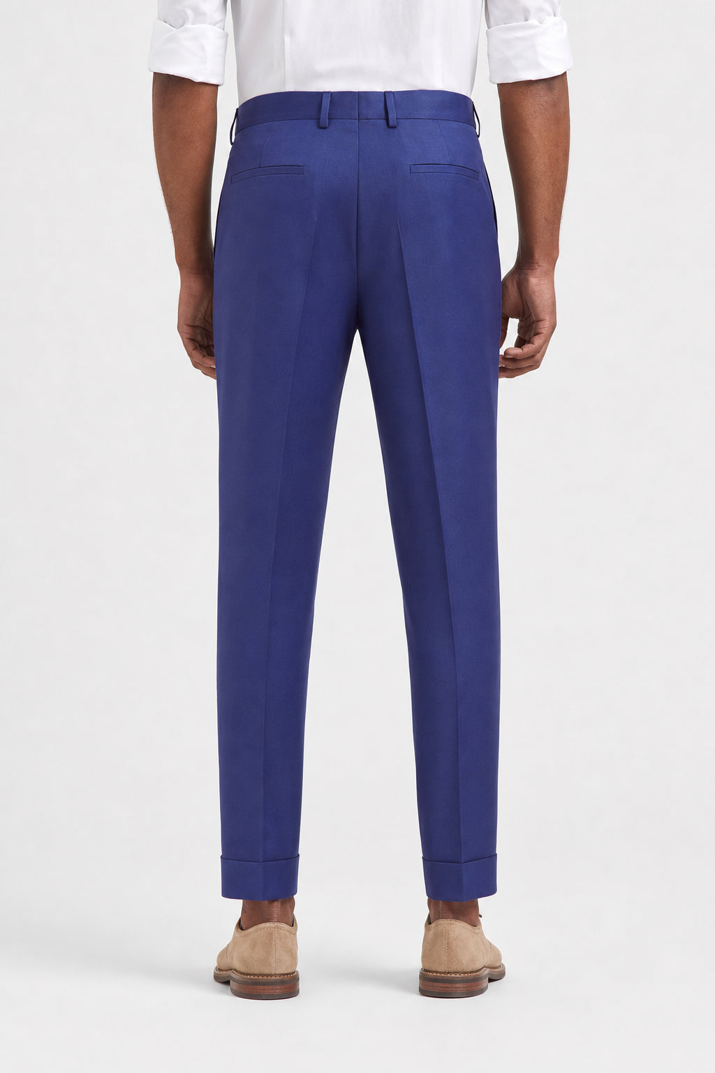 BRUNELLO CUCINELLI MEN'S BLUE WOOL PLEATED TROUSERS