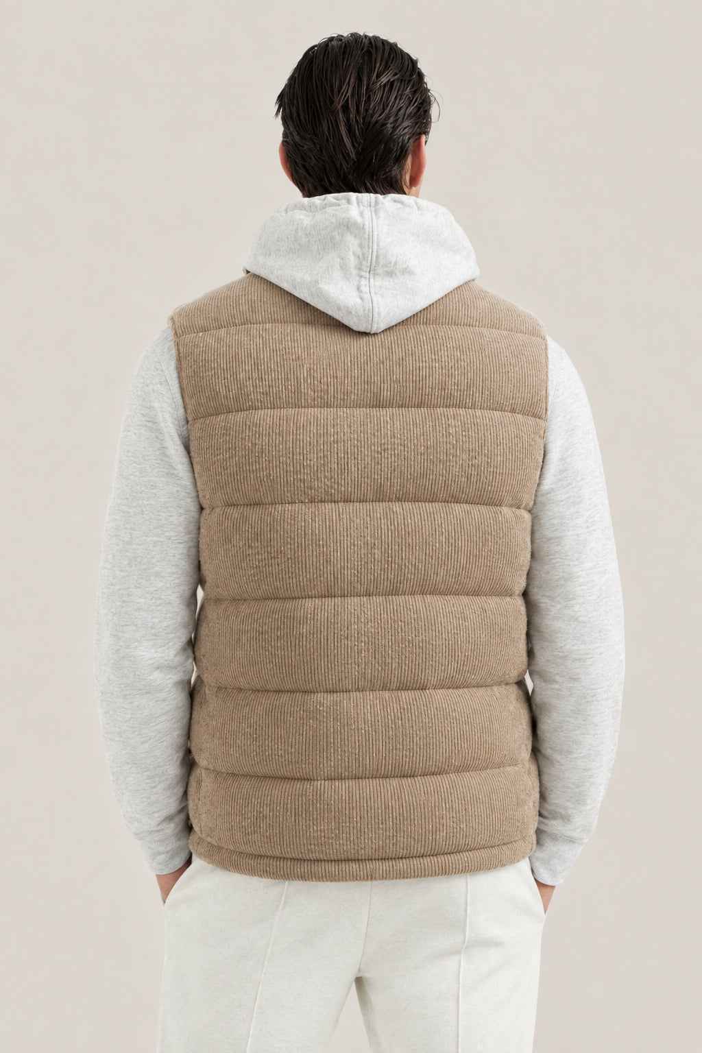 BRUNELLO CUCINELLI MEN'S BROWN WOOL PADDED JACKET