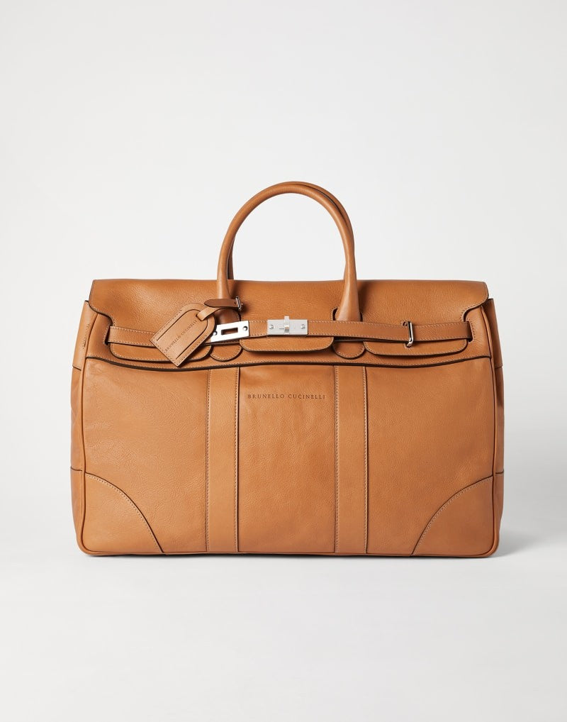 BRUNELLO CUCINELLI MEN'S NATURAL LEATHER LARGE BAG