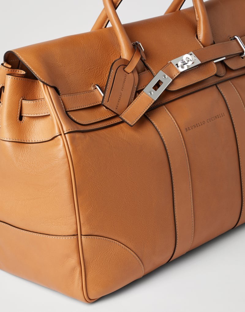 BRUNELLO CUCINELLI MEN'S NATURAL LEATHER LARGE BAG