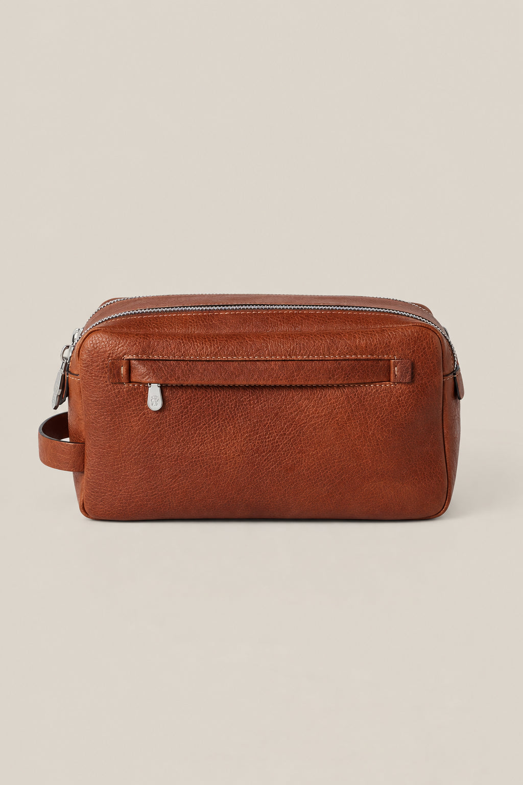 BRUNELLO CUCINELLI MEN'S COPPER LEATHER ZIP BAG