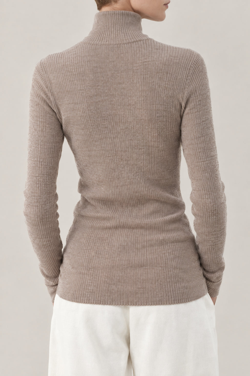 BRUNELLO CUCINELLI WOMEN'S BROWN WOOL BLEND ZIP MOCK NECK SWEATER