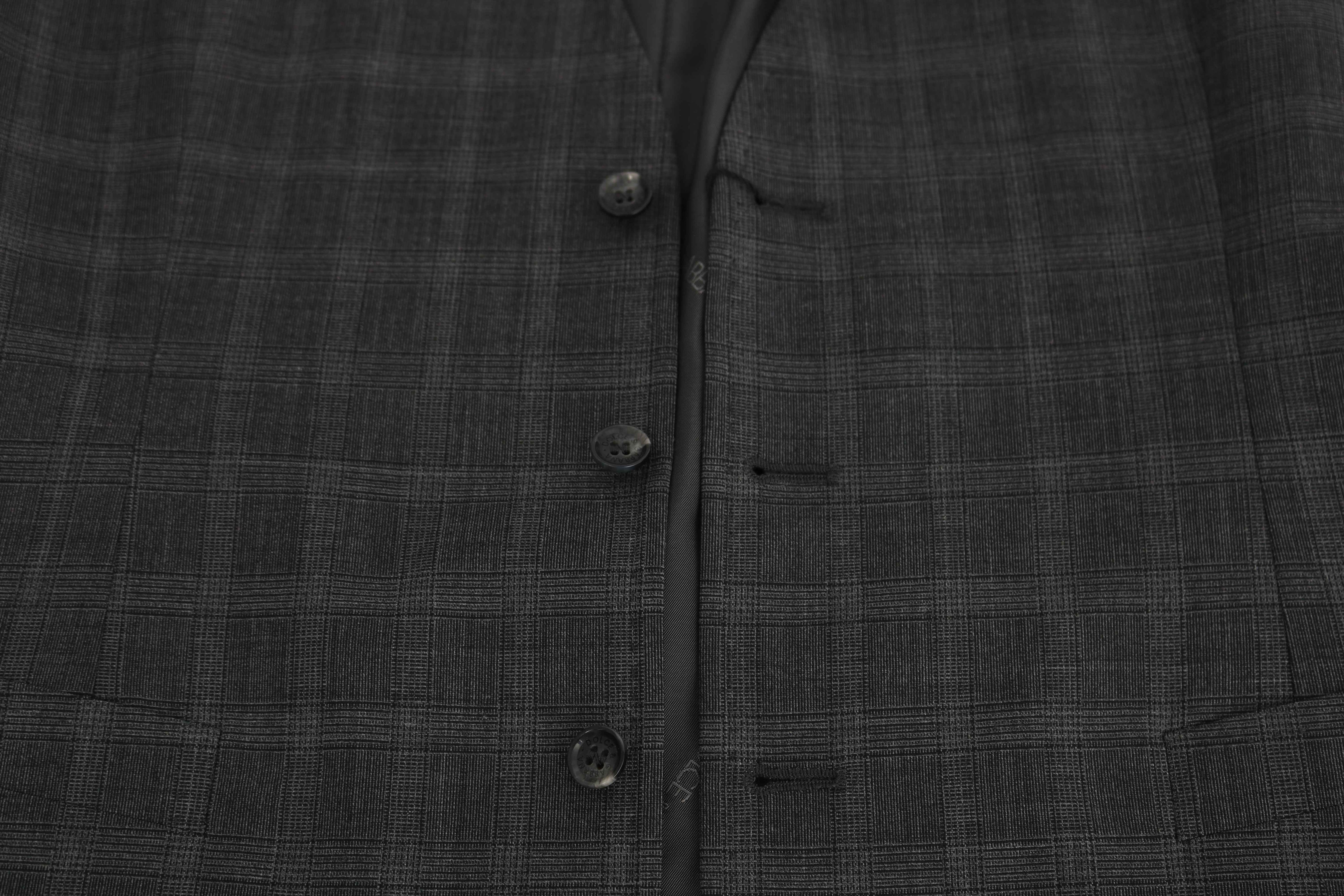 Dolce & Gabbana Gray Wool STAFF Checkered Stretch Vest