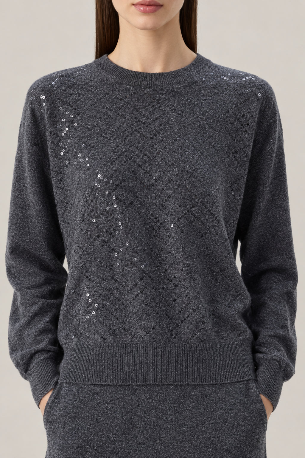 BRUNELLO CUCINELLI WOMEN'S LEAD WOOL SILK BLEND SWEATER