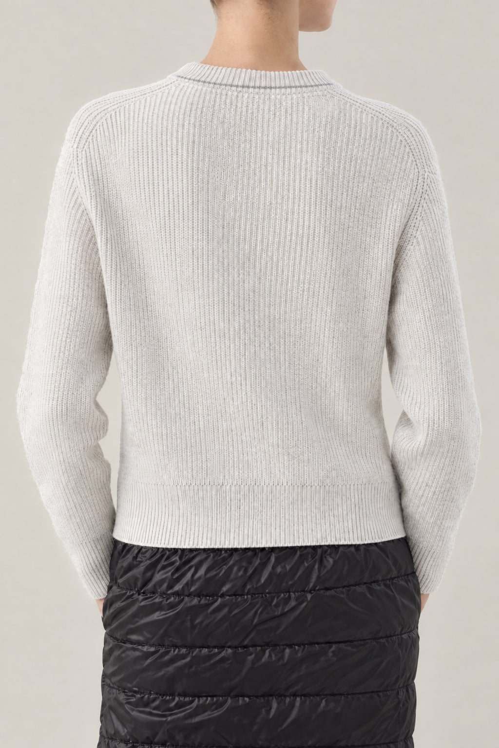 BRUNELLO CUCINELLI WOMEN'S WHITE WOOL CREW NECK SWEATER