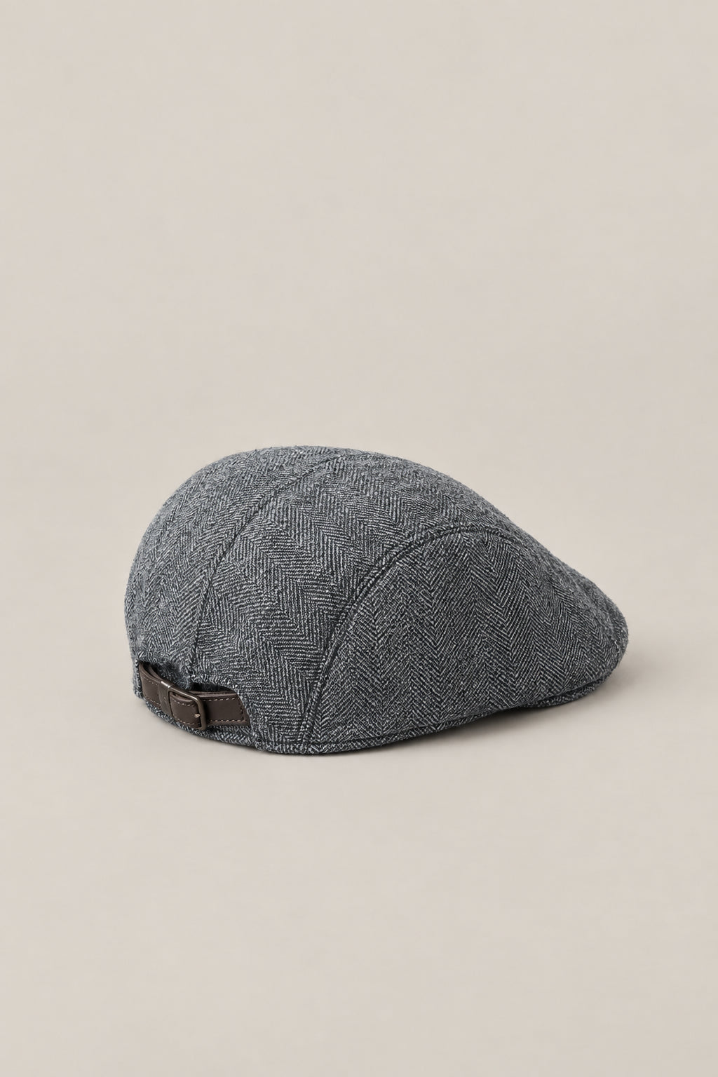 BRUNELLO CUCINELLI MEN'S MEDIUM GREY WOOL HERRINGBONE FLAT CAP HAT