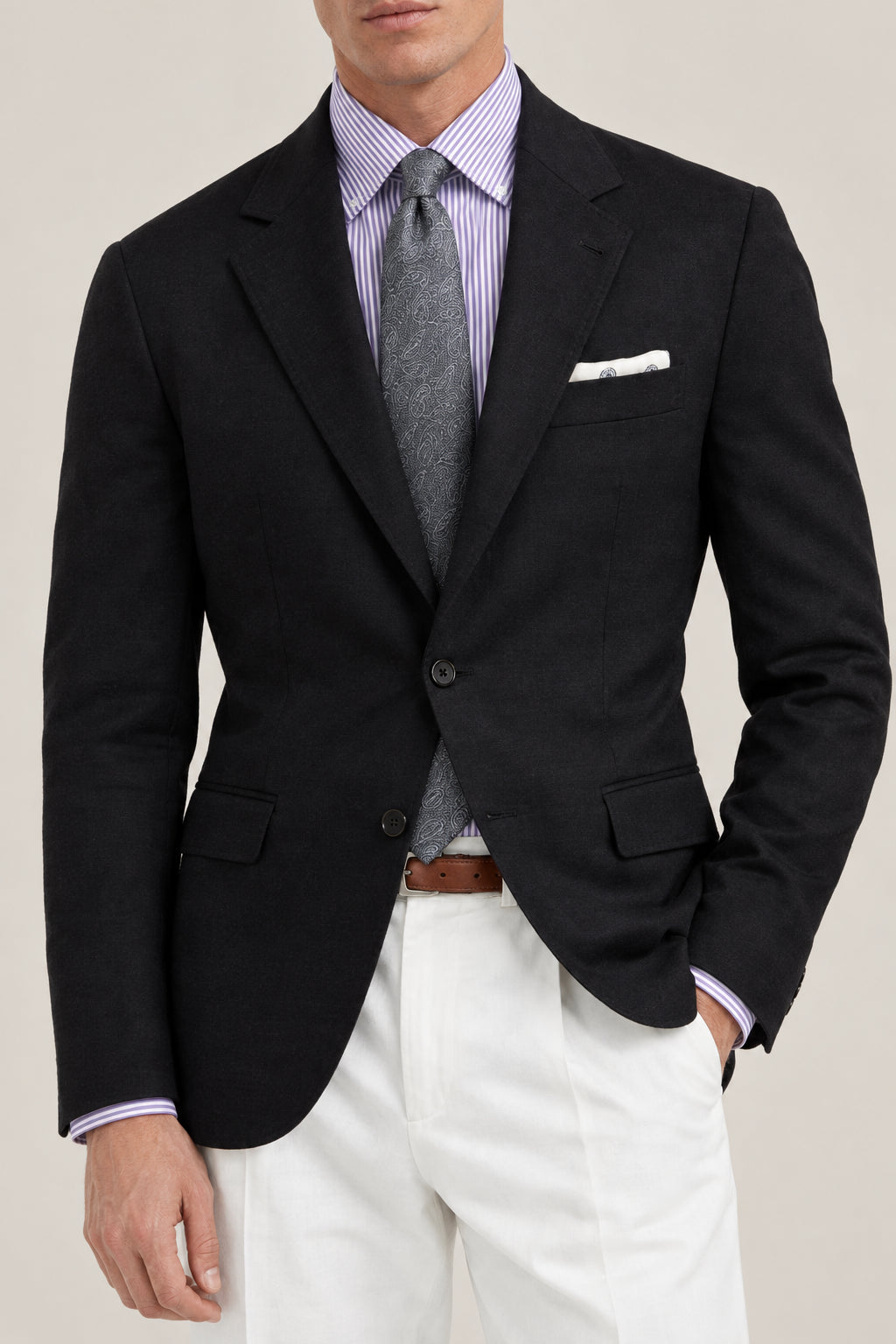 BRUNELLO CUCINELLI MEN'S BLACK WOOL TAILORED JACKET