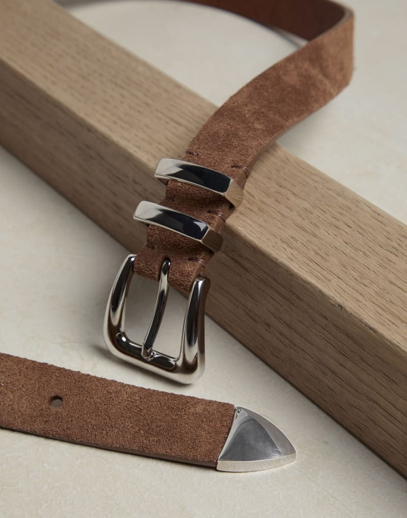BRUNELLO CUCINELLI MEN'S HAVANA LEATHER BELT