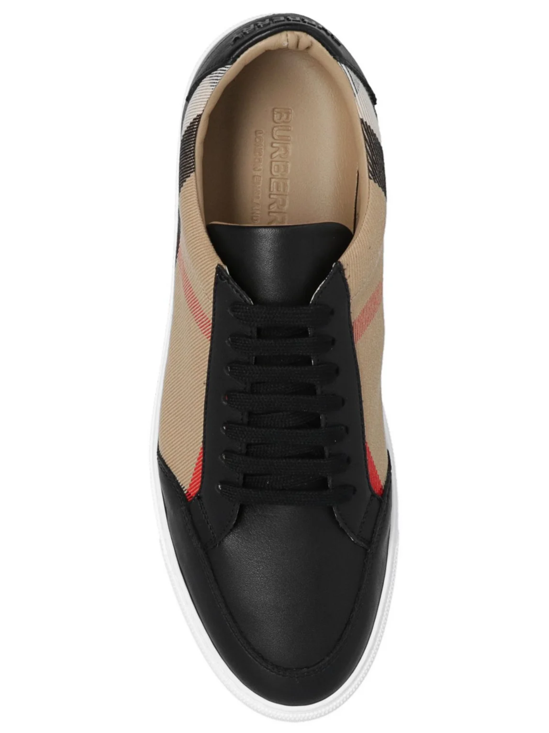 Burberry Men's Check Panel Leather Low-Top Sneakers