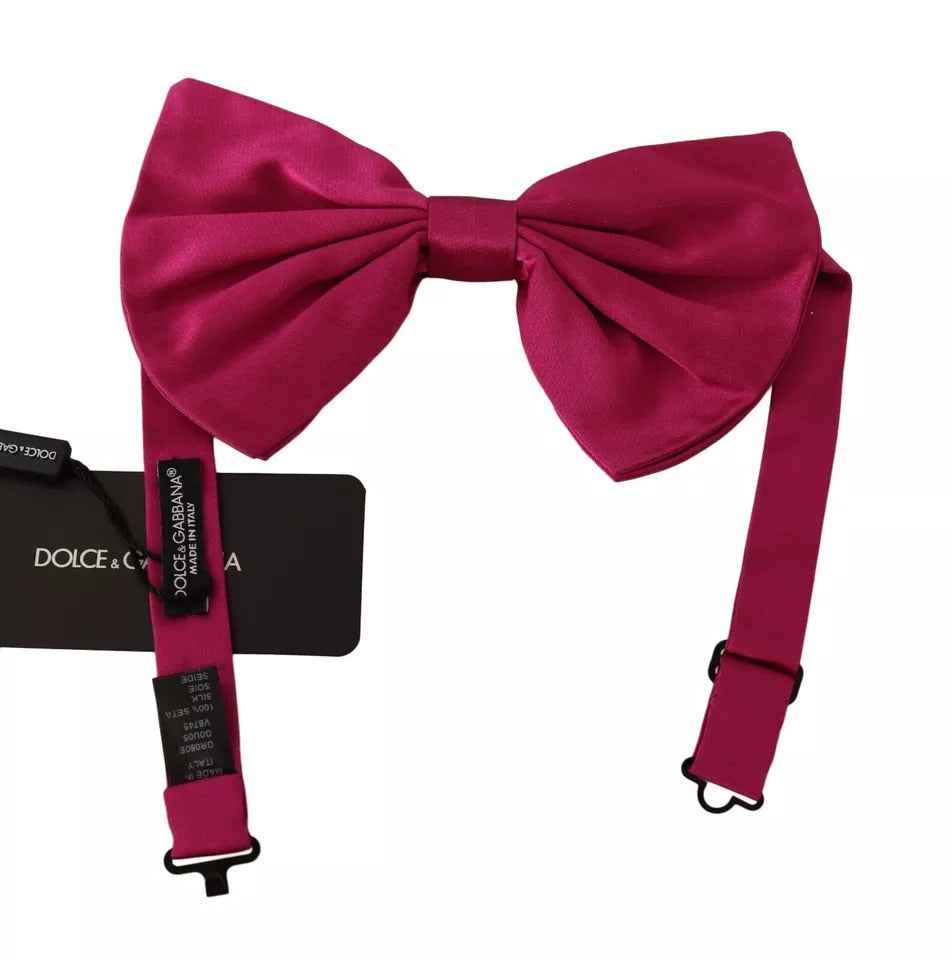 Dolce & Gabbana Pink 100% Silk Adjustable Neck Bow Tie Men