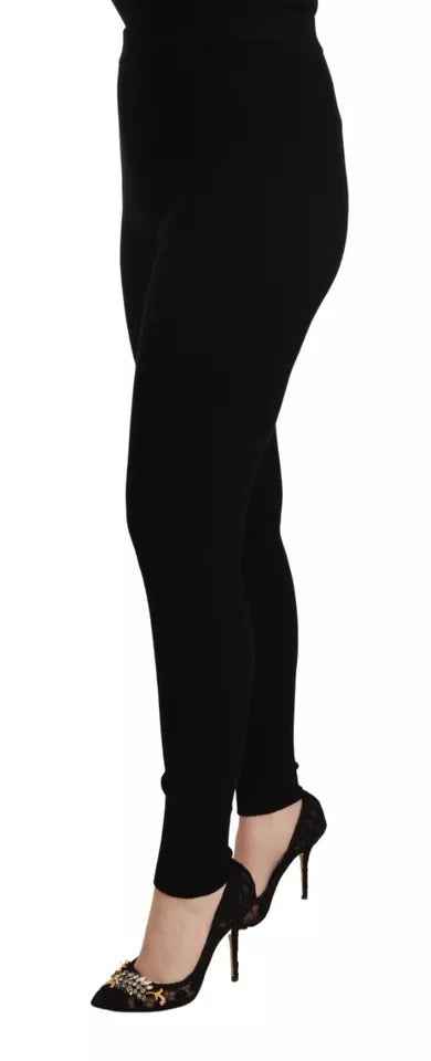 Dolce & Gabbana Black High Waist Stretch Pants Tights