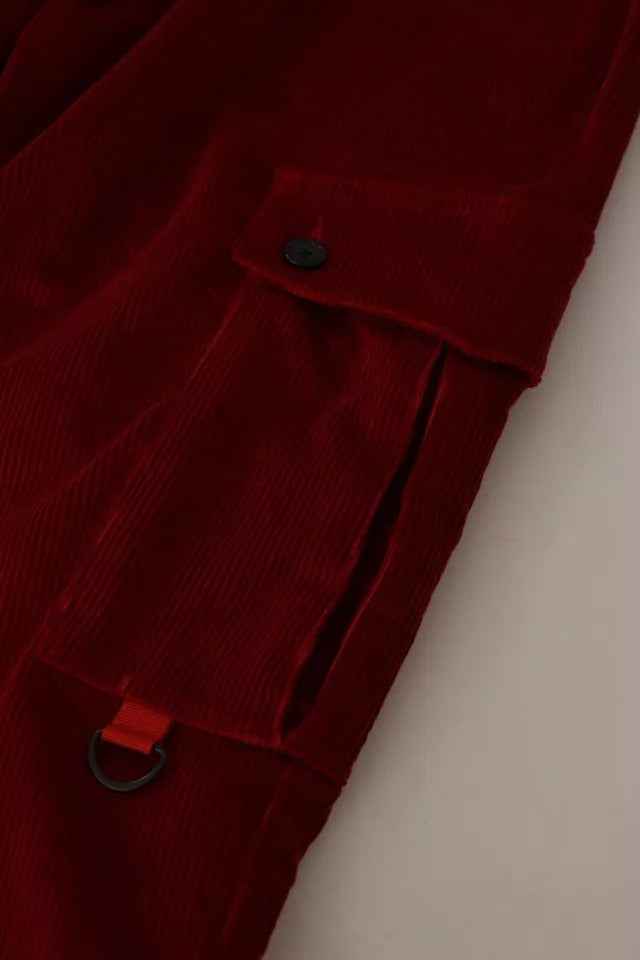 Dolce & Gabbana Red Corduroy Cotton Cargo Skinny Pants