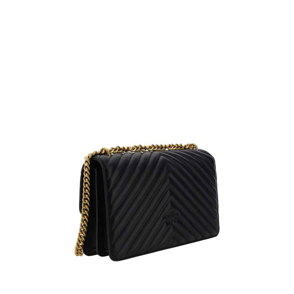 PINKO Black Calf Leather Bos Taurus Shoulder Bag