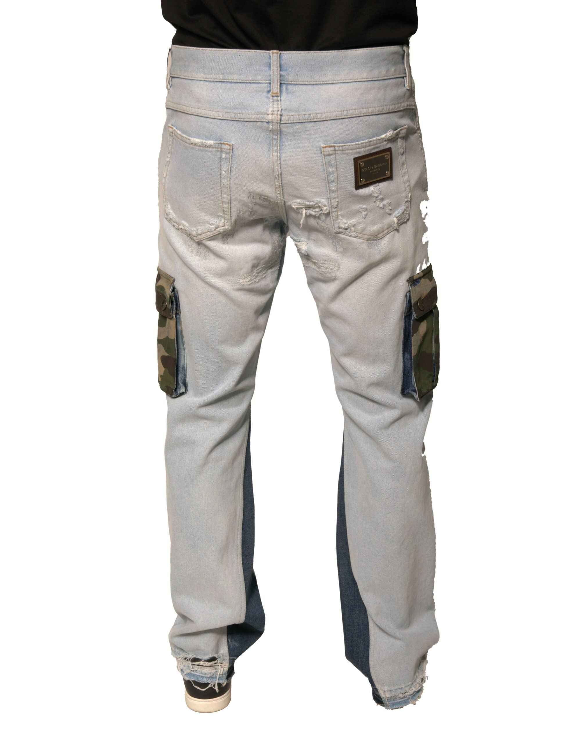 Dolce & Gabbana Light Blue Cotton Cargo Straight Denim Jeans