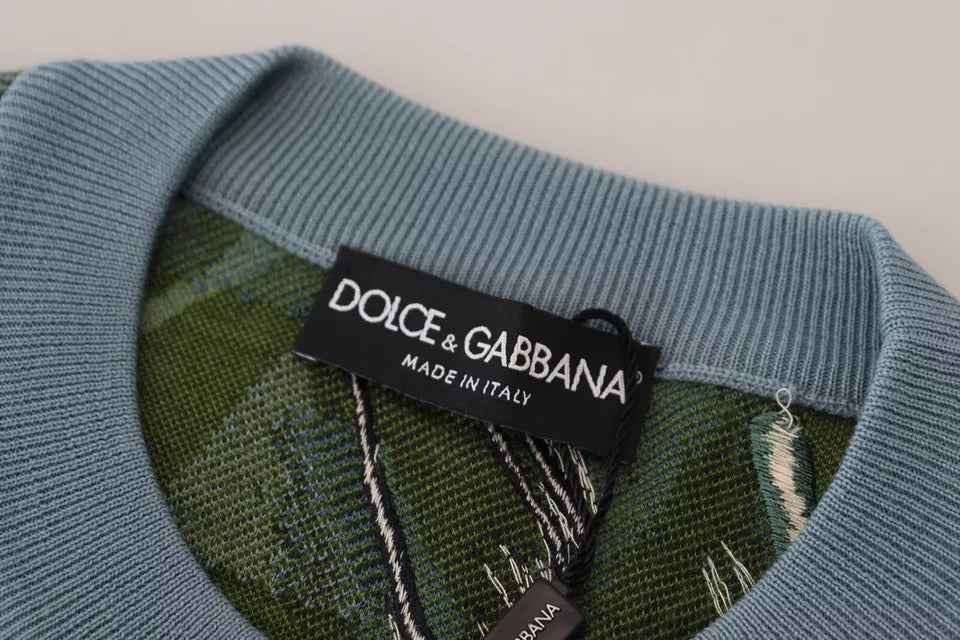Dolce & Gabbana Jungle Wool Silk Pullover Logo Sweater