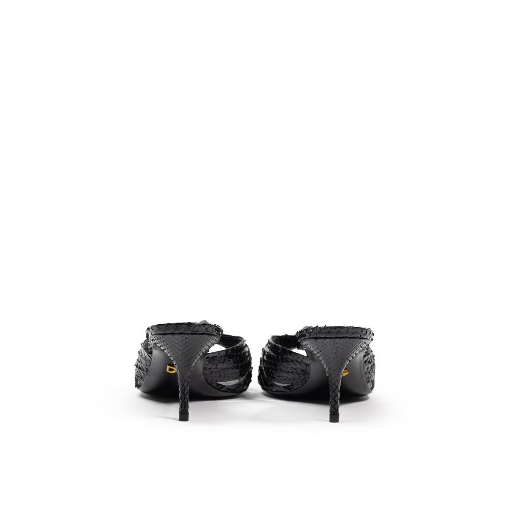 Dolce & Gabbana Black Snake Skin Platform Sandals