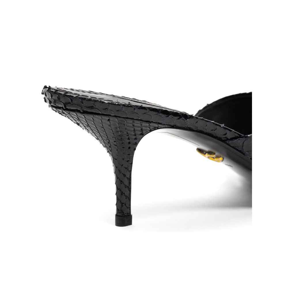 Dolce & Gabbana Black Snake Skin Platform Sandals