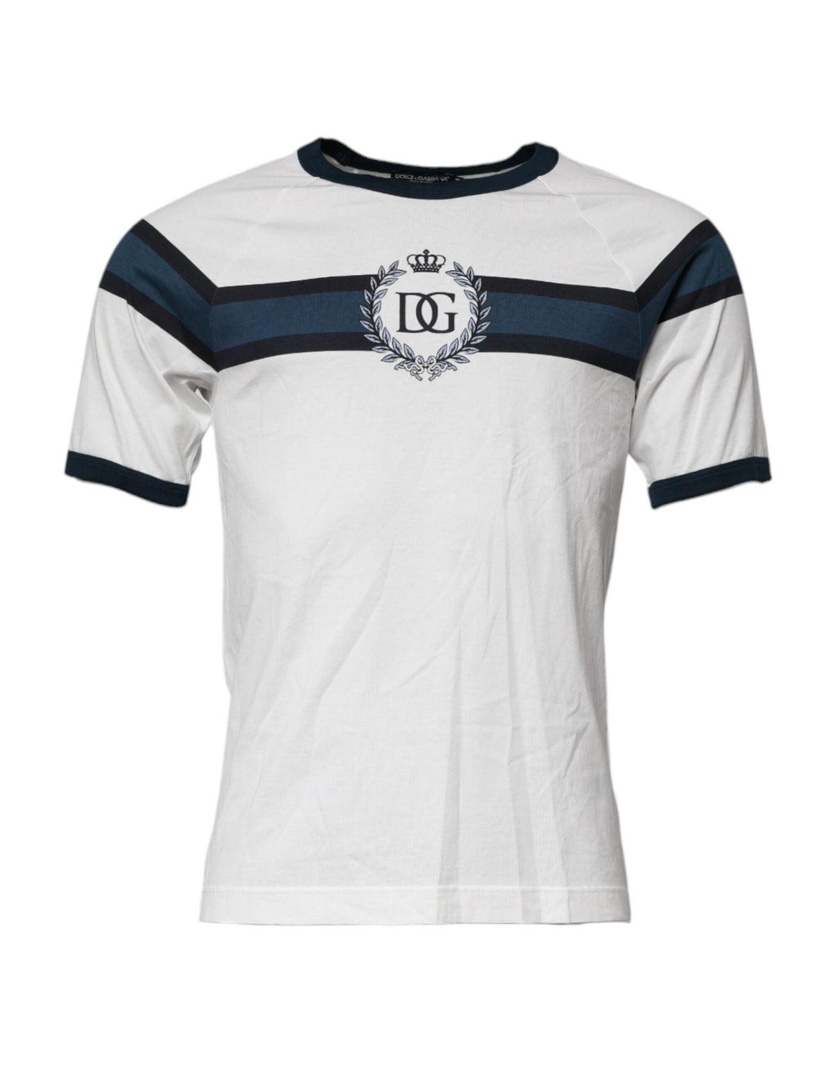 Dolce & Gabbana White Logo Print Cotton Men Crew Neck T-shirt