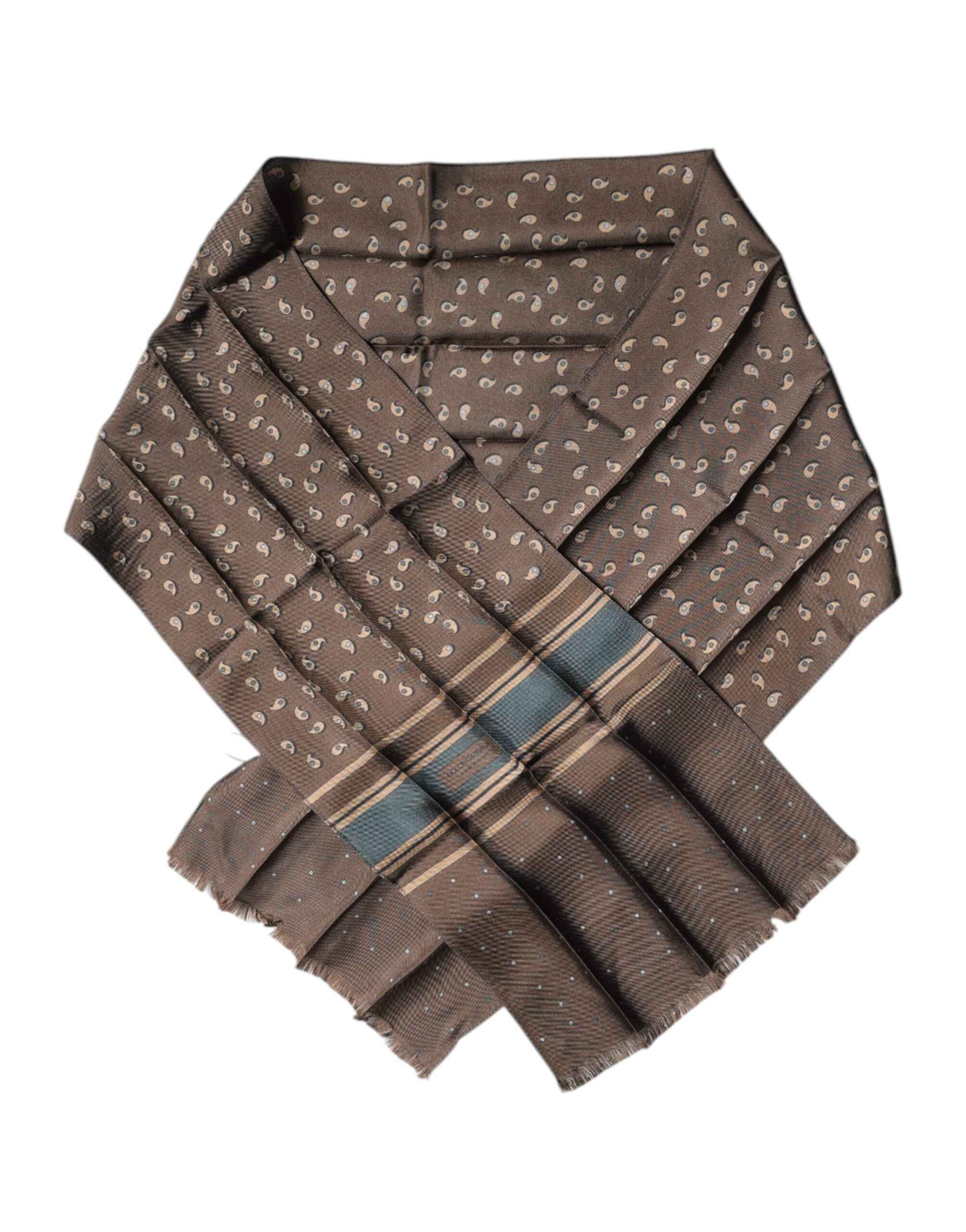 Dolce & Gabbana Brown Fantasy Silk Neck Wrap Shawl Scarf