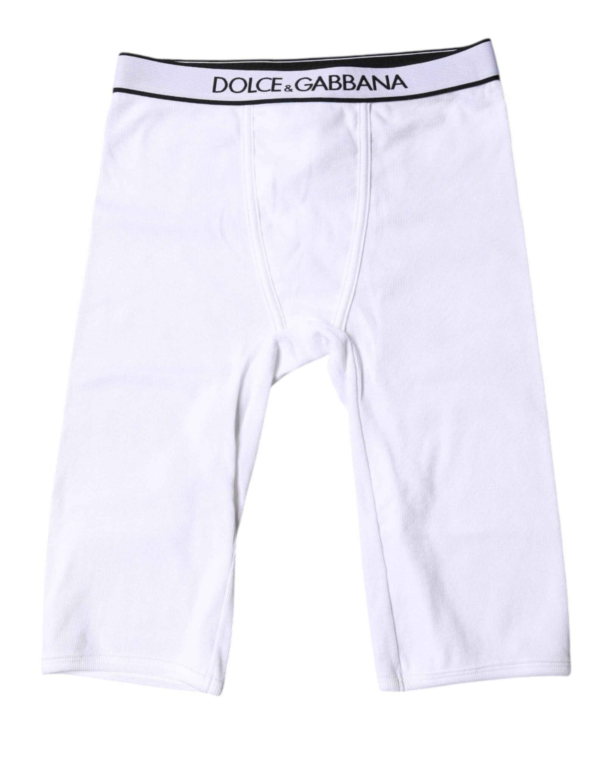 Dolce & Gabbana White Logo Cotton Cropped Tights Underwear