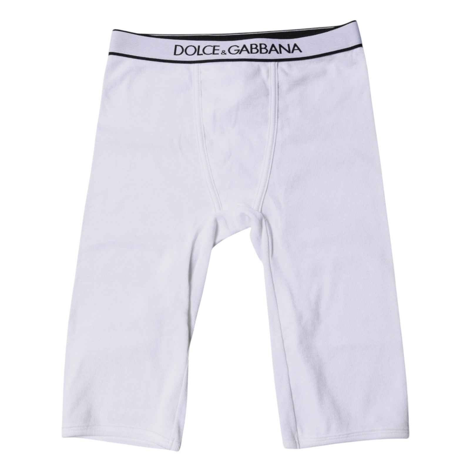 Dolce & Gabbana White Logo Cotton Cropped Tights Underwear