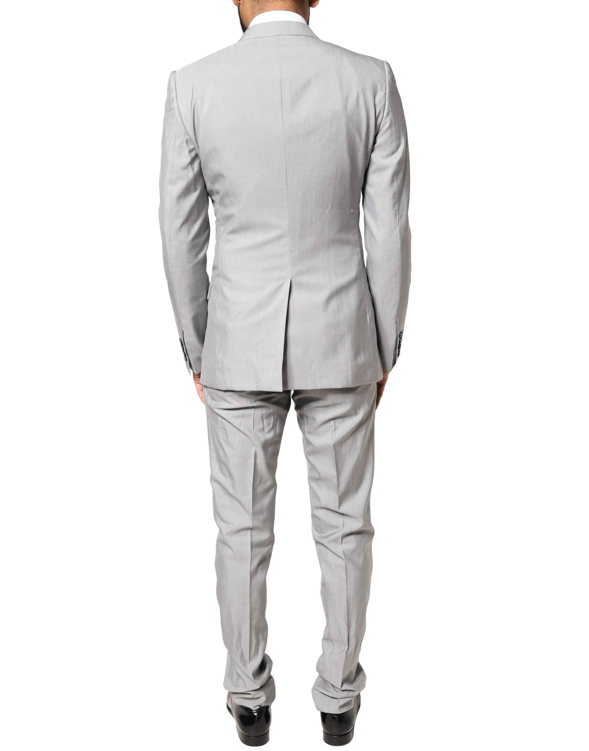 Dolce & Gabbana Light Gray Wool GOLD 2 Piece Formal Suit