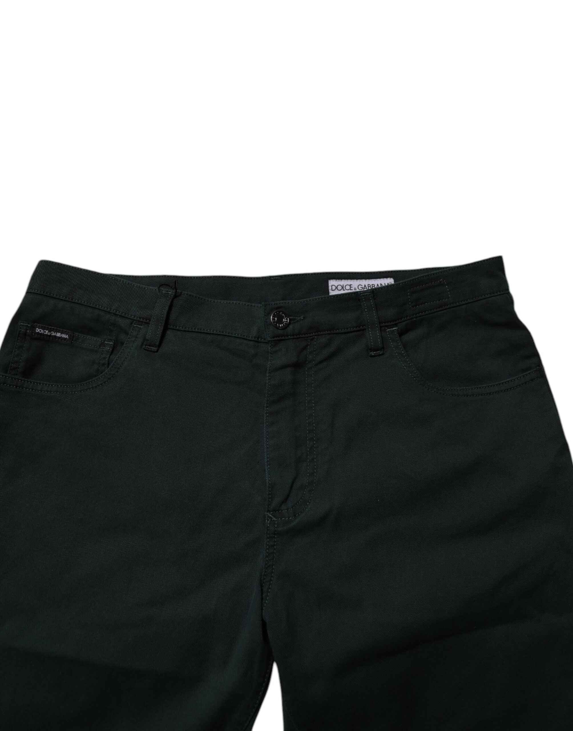 Dolce & Gabbana Dark Green Cotton Loose Men Denim Jeans