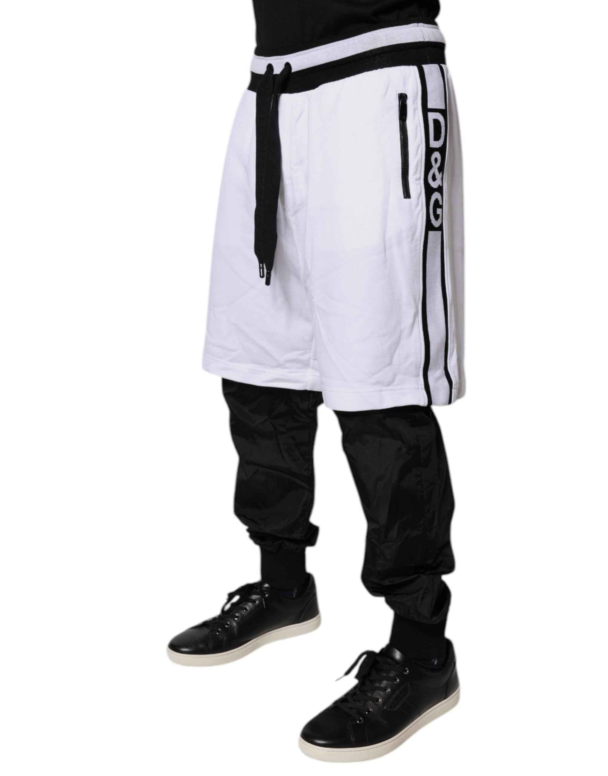 Dolce & Gabbana Black White Cotton Layered Sweatpants Pants
