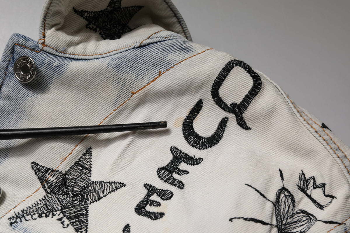 Dolce & Gabbana Light Blue Graffiti Button Down Denim Jacket